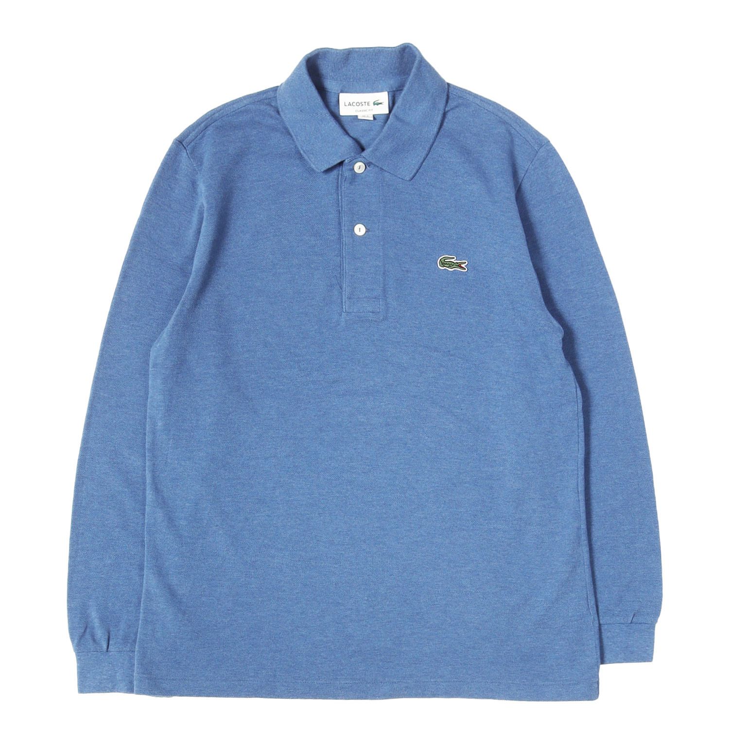 【美品】LACOSTE ラコステ ポロシャツ ライトブルーグレー サイズ:XS | 現行モデル ワニ刺繍 ロングスリーブ ピケ ポロシャツ | MADE IN JAPAN | トップス 長袖【メンズ】【中古】