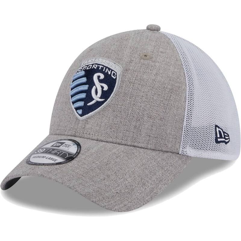 ニューエラ レディース アクセサリー 帽子 Mens New Era Heather GrayWhite Sporting Kansas City 39THIRTY Trucker Flex Hat