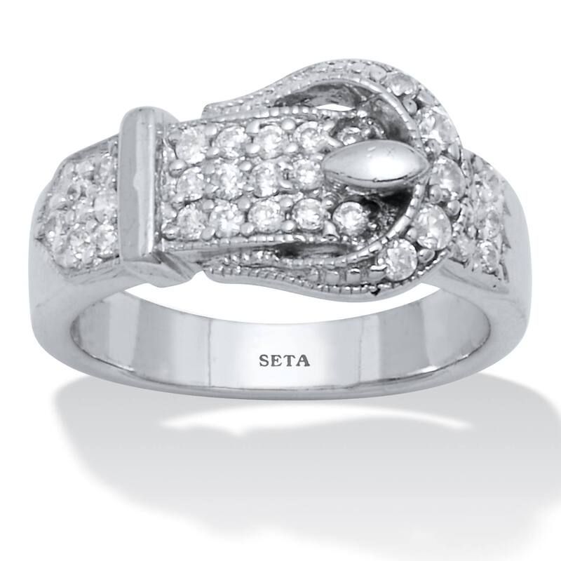 パームビーチジュエリー レディース アクセサリー リング PalmBeach Jewelry 102 TCW Silvertone Belt Cubic Zirconia Ring White ホワイ