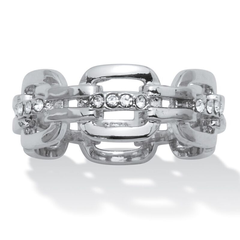 パームビーチジュエリー レディース アクセサリー リング PalmBeach Jewelry 24 TCW Cubic Zirconia Chichain Link Silvertone Ring W