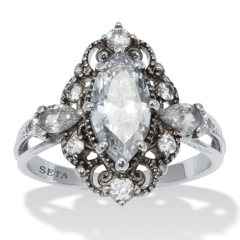 パームビーチジュエリー レディース アクセサリー リング PalmBeach Jewelry 272 TCW Marquise Cut Cubic Zirconia Ring Silver シルバー