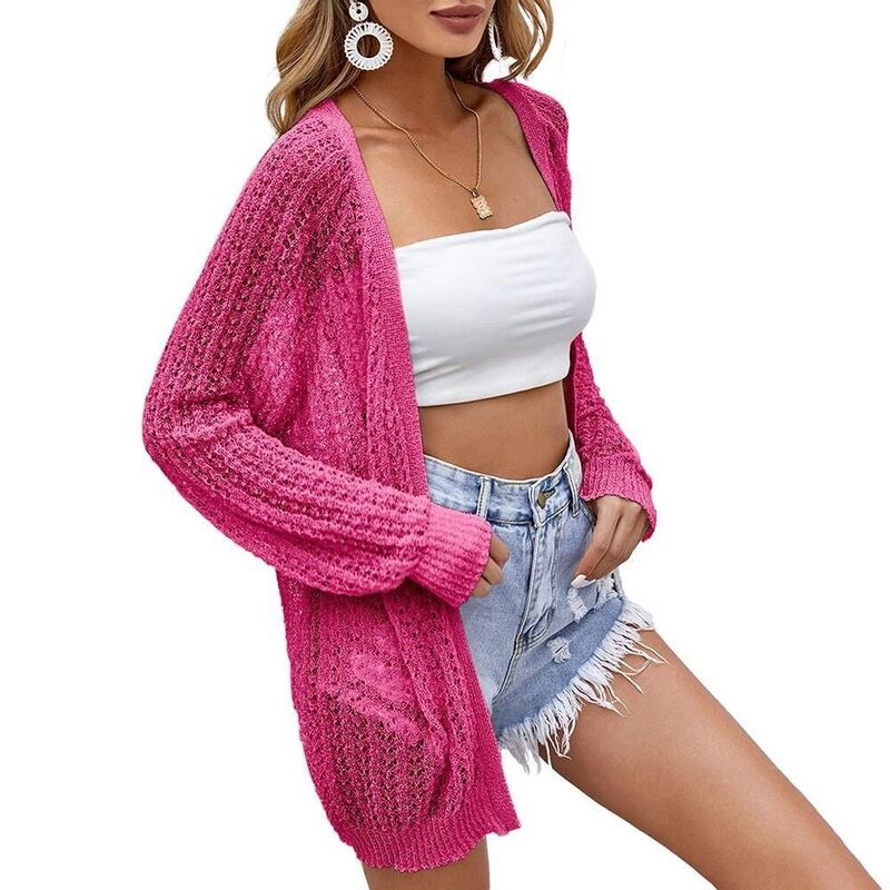 セオリア レディース アウター ジャケット・ブルゾン カーディガン Seoria Women Crochet Lightweight Open Front Cardigan Long Sleeve J