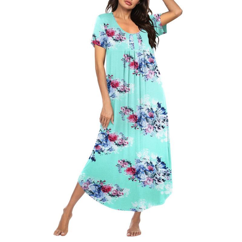 エコアー レディース アンダーウェア ナイトウェア プリーツ シャツ Ekouaer Long Nightgowns for Women Soft House Dress Pleated Front