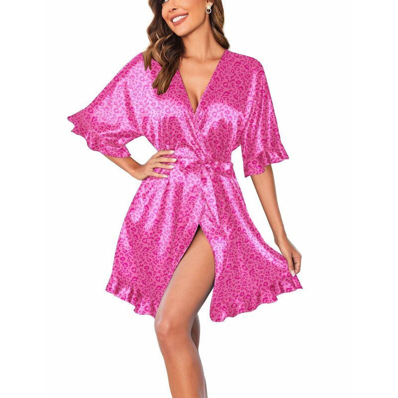 エコアー レディース アンダーウェア ナイトウェア フリル サテン シルク Ekouaer Womensilk Ruffle Robe Short Satin Kimono Robe Half Sle