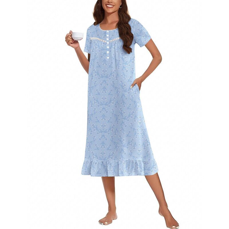 エコアー レディース アンダーウェア ナイトウェア シャツ マタニティ Ekouaer Nightgownsleeping Soft Long Button Maternity Night Gowns