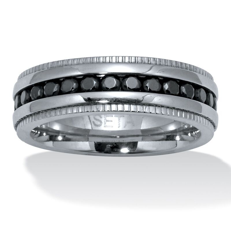 パームビーチジュエリー レディース アクセサリー リング PalmBeach Jewelry 92 TCW Mens Round Black Cubic Zirconia Eternity Ring