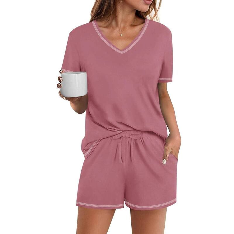エコアー レディース アンダーウェア ナイトウェア Ekouaer Womens Pajamasetsoft Pjshort Sleeve Lounge Sets Casual Two Piece P