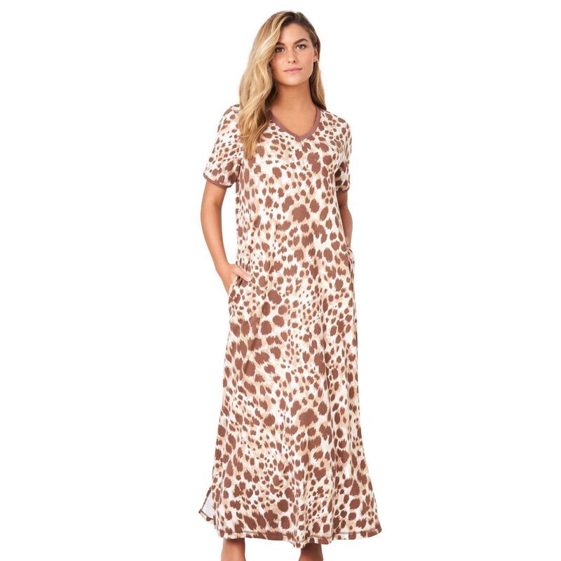 ドリームスアンドコー レディース アンダーウェア ナイトウェア Vネック プラスサイズ マキシ Dreams Co Plusize VNeck Short Sleeve Maxi Lounger Ne
