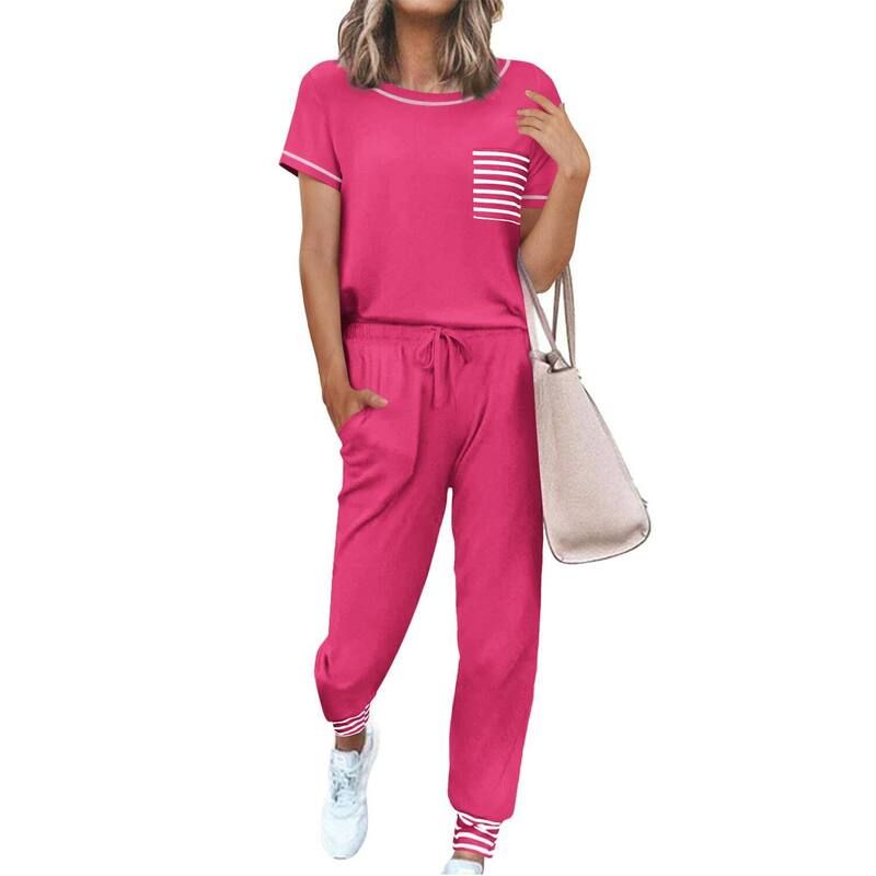 エコアー レディース アンダーウェア ナイトウェア パンツ 半袖 Ekouaer Womensoft ShortSleeve Pajama Set with Long Pants Rose