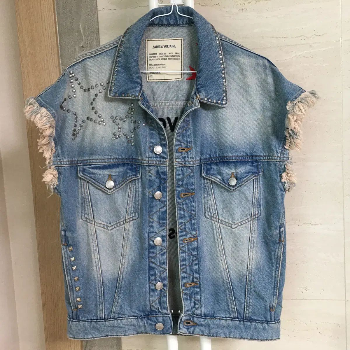 ZADIG&VOLTAIRE ザディグ・エ・ヴォルテール プリンティング デニム ベスト LYNN XS
