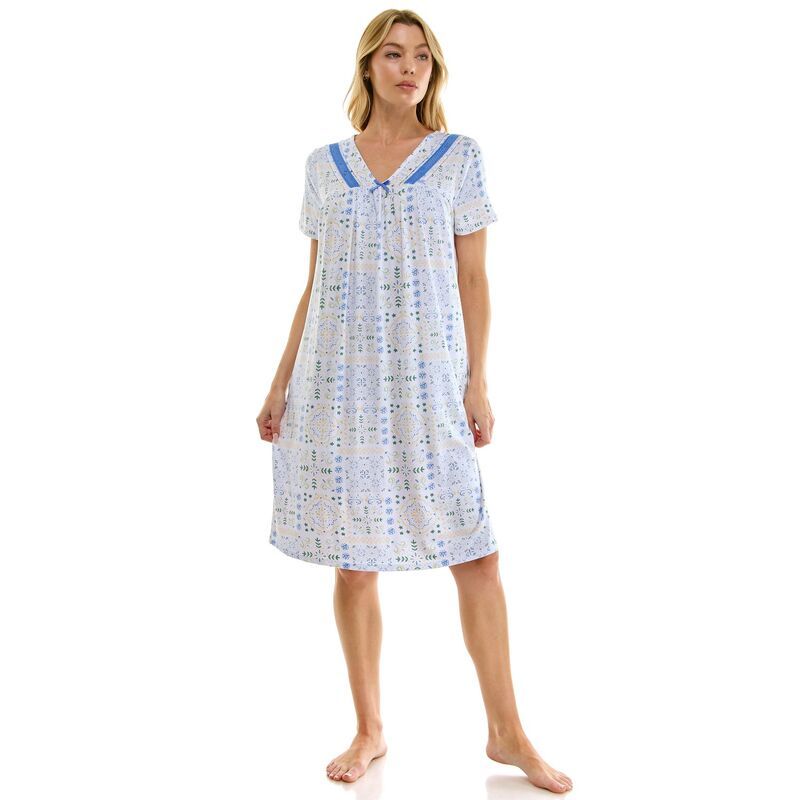 クロフト＆バロー レディース アンダーウェア ナイトウェア Womens Croft Barrow Lush Luxe Nightgown Jordaan Geo Rev Yellow イエロー