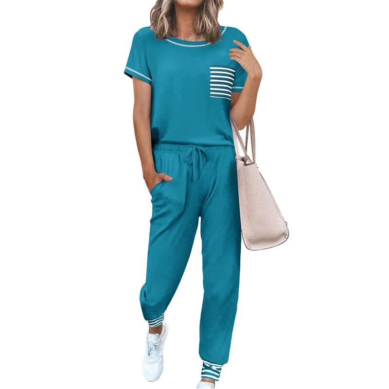 エコアー レディース アンダーウェア ナイトウェア パンツ 半袖 Ekouaer Womensoft ShortSleeve Pajama Set with Long Pants Teal ティール
