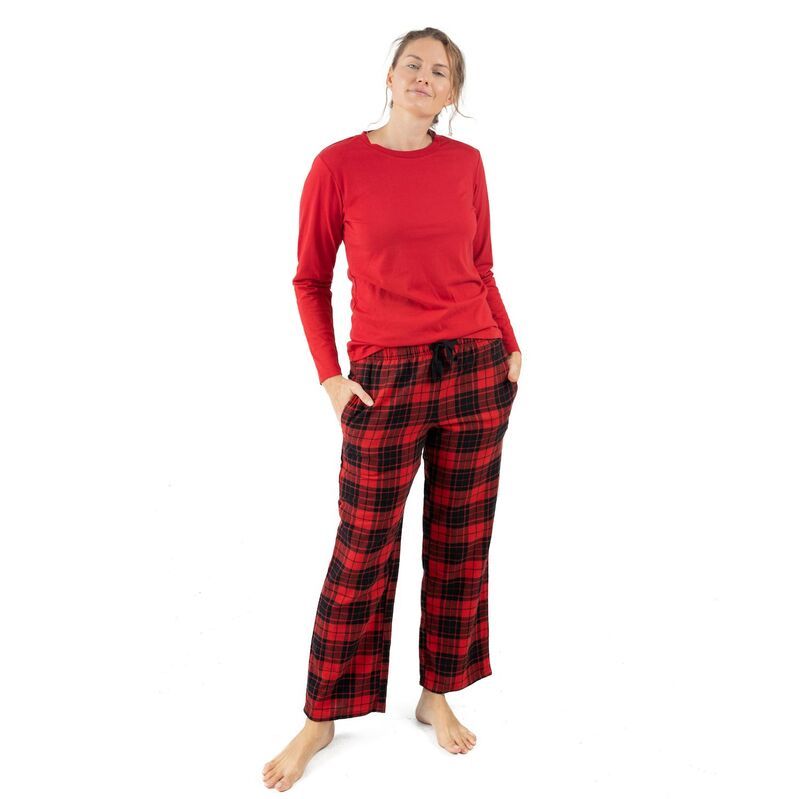 レベレット レディース アンダーウェア ナイトウェア パンツ コットン Leveret Womens Pajamas Cotton Top Flannel Pants Plaid Red Plaid