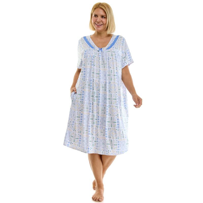 クロフト&バロー レディース アンダーウェア ナイトウェア プラスサイズ Plusize Croft Barrow Lush Luxe Sleep Gown Jordaan Geo Rev Yello