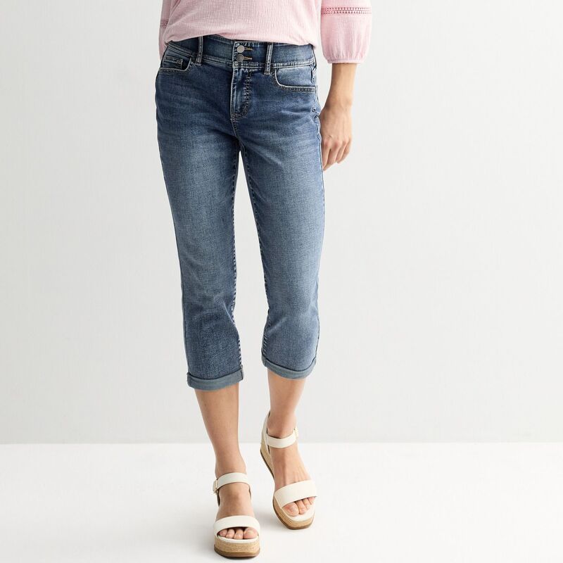 アプトナイン レディース ボトムス カジュアルパンツ デニム キャップ Womens Apt 9 Tummy Control Capri Denim Pants Medium Wash 1 デニム