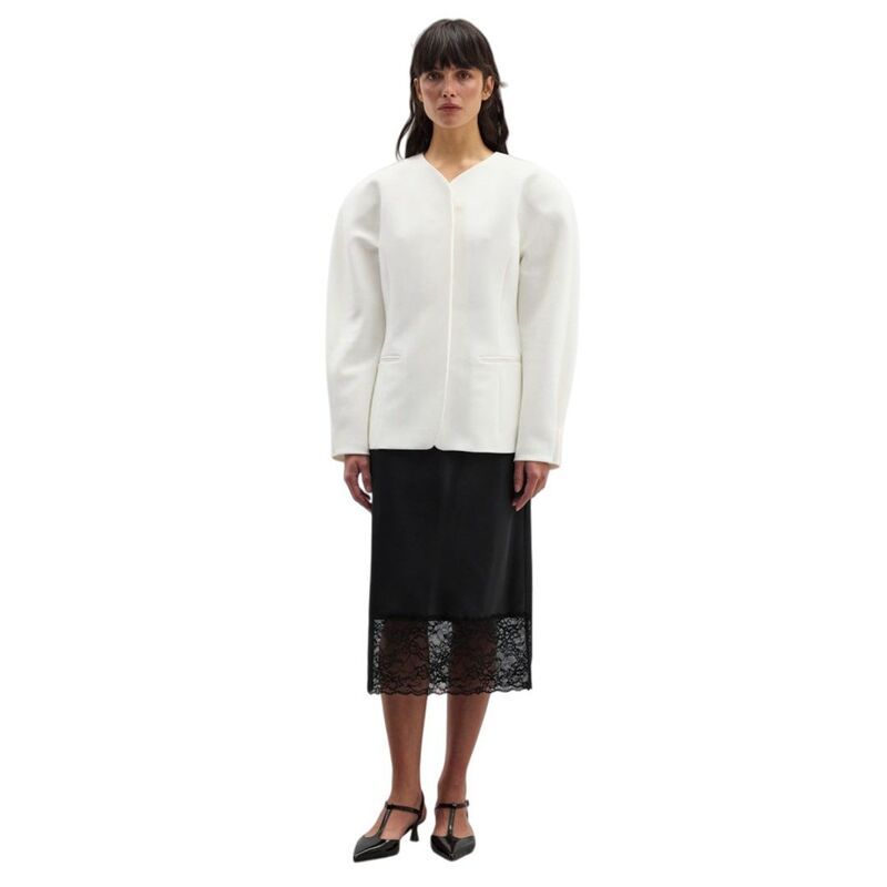 イエスファッション レディース ボトムスカート A ライン パッチワーク ミディ レース Yesfashion Women Half Slip Long Skirts Lace Patchwork E