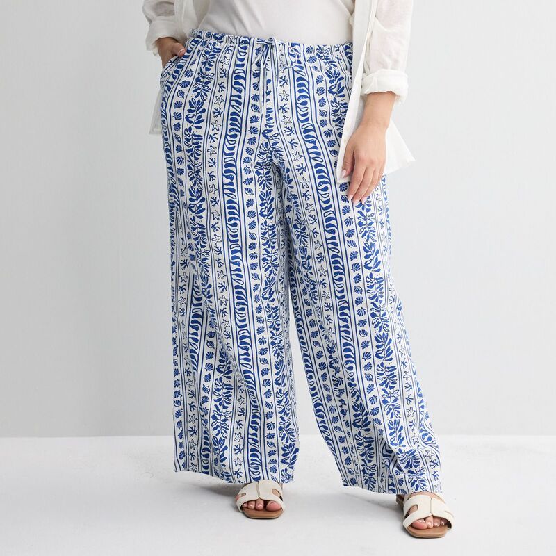 ソノマ レディース ボトムス カジュアルパンツ プラスサイズ リネン Plusize Sonoma Goods For Life Mid Rise Linen Blend Pants Cobalt L