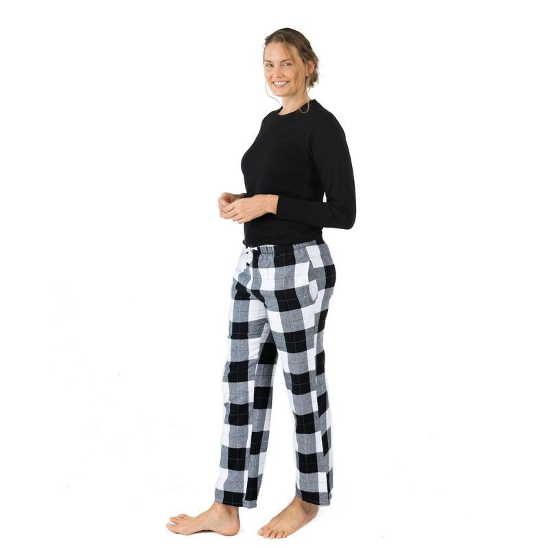 レベレット レディース アンダーウェア ナイトウェア パンツ コットン Leveret Womens Pajamas Cotton Top Flannel Pants Plaid Black Plai