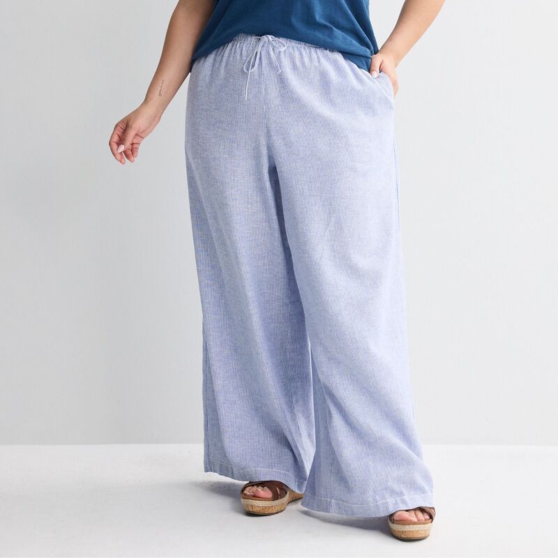 ソノマ レディース ボトムス カジュアルパンツ プラスサイズ リネン Plusize Sonoma Goods For Life Mid Rise Linen Blend Pants Blue Mic