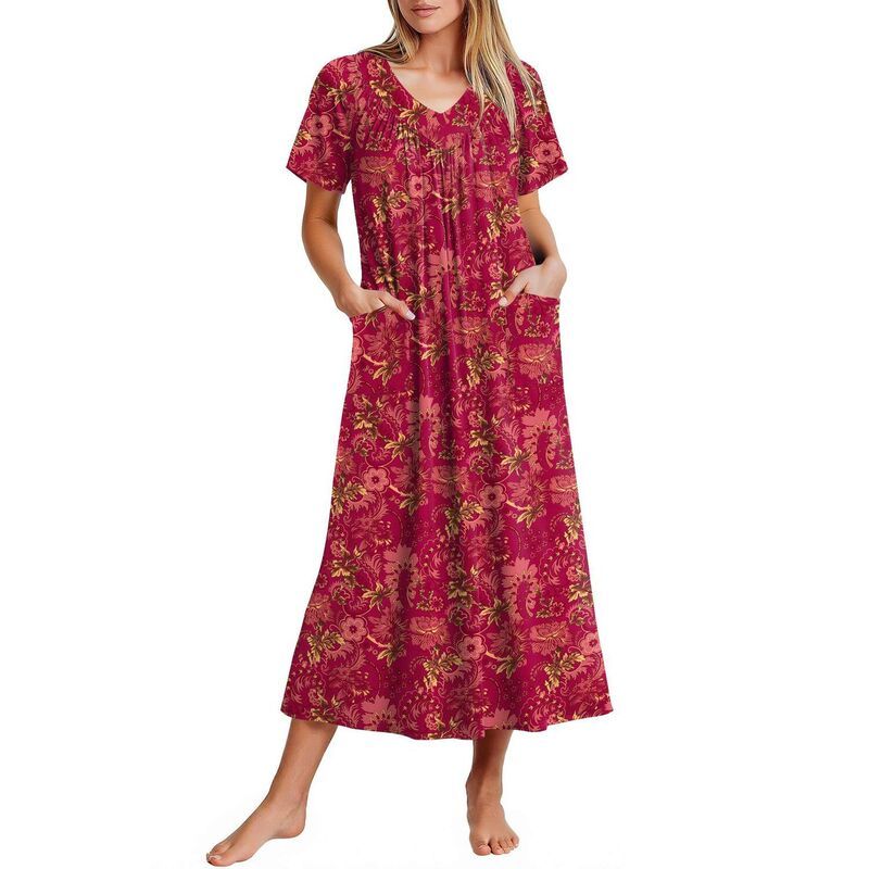 エコアー レディース アンダーウェア ナイトウェア マキシワンピース プリント マキシ Ekouaer Long Nightgowns for Women Soft House Dress Flowe