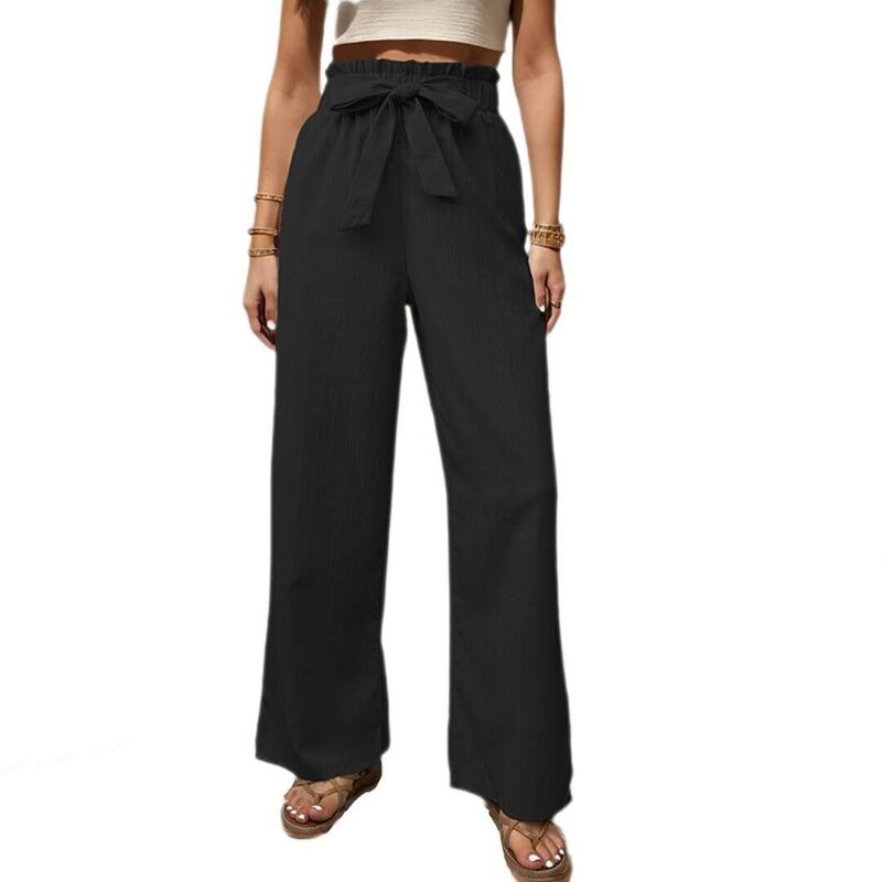 エリートチョイス レディース ボトムス カジュアルパンツ フリル ハイウエスト Elitechoice Womenstripedrawstring Pants HighWaist WideLeg wi