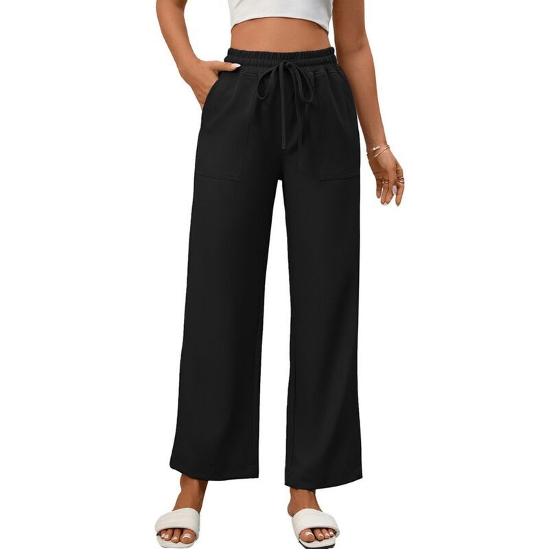 セオリア レディース ボトムス カジュアルパンツ ワイドレッグ Seoria Womens Wide Leg Pants Casualoose Drawstring Elastic Waist Lou