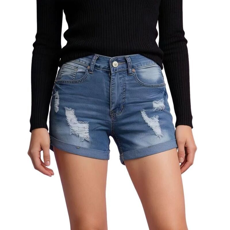 イエスファッション レディース ボトムス ハーフパンツ・ショーツ ショートパンツ デニム Yesfashion Womens Button Cuffed Hem Distressed Stretchy 9,105円