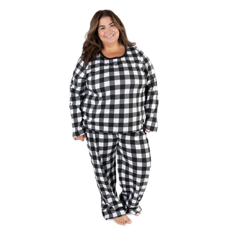 レベレット レディース アンダーウェア ナイトウェア コットン Leveret Womens Two Piece Cotton Pajamas Plaid Black White Plaid ホワイト