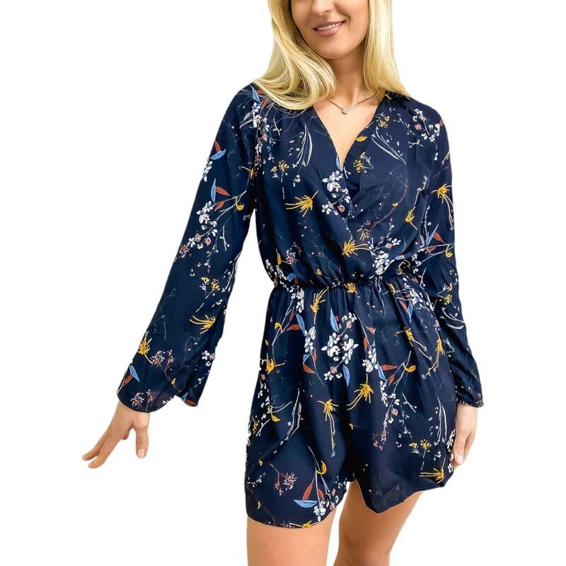 アンナカシ レディース ボトムス カジュアルパンツ Vネック 背中開き フラワー柄 ロンパース フラワー AnnaKaci Womens Backless Vneck Floral Short Sle
