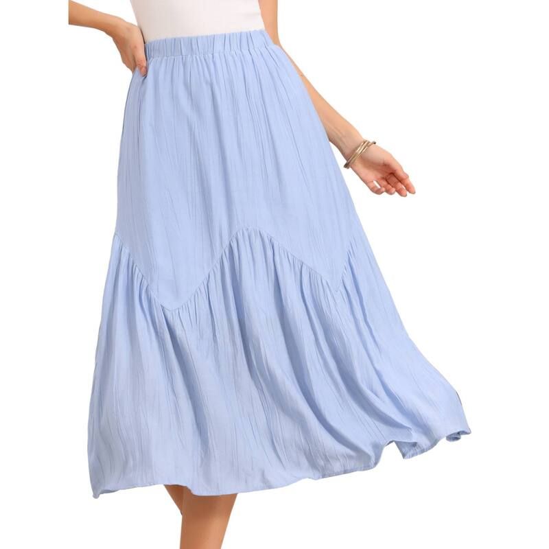 インスパイア シック レディース ボトムスカート ティアード A ライン プリーツ マキシ INSPIRE CHIC Pleated Maxi Skirt for Womens Boho Flowy