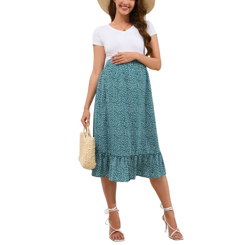 コジョイン レディース ボトムスカート ティアード A ライン ハイウエスト フリル マタニティ Kojooin Maternity Skirt Womens High Waist Ruffled T