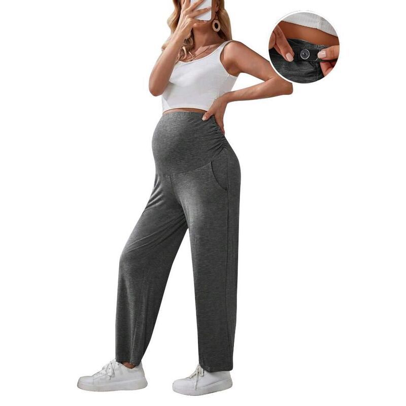 クリアフラワー レディース ボトムス カジュアルパンツ ストレート ハイウエスト マタニティ ClearFlower Women Maternity Straight Leg Long Pantsum
