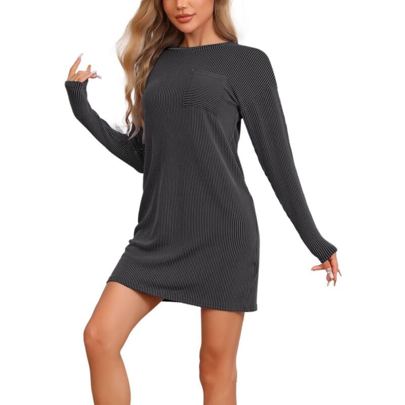 インスパイア シック レディース アンダーウェア ナイトウェア クルーネック シャツ INSPIRE CHIC Womensleepwear Long Sleeve Nightgowns Crewne