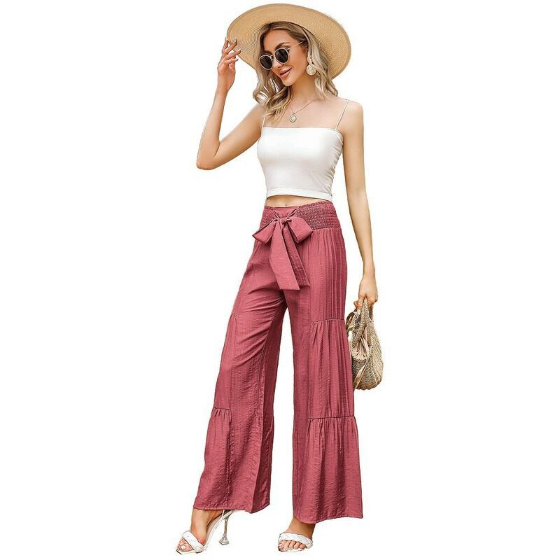 セオリア レディース ボトムス カジュアルパンツ ワイドレッグ ハイウエスト シャーリング Seoria Women Pant With Belt Wide Leg High Waist Pantsm
