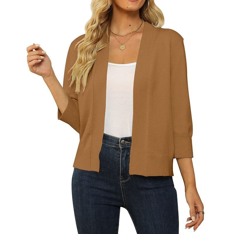 ミスキー レディース アウター ジャケット・ブルゾン セーター カーディガン クロップド MISSKY Womens 34 Sleeve Cropped Cardigan Sweater Open F