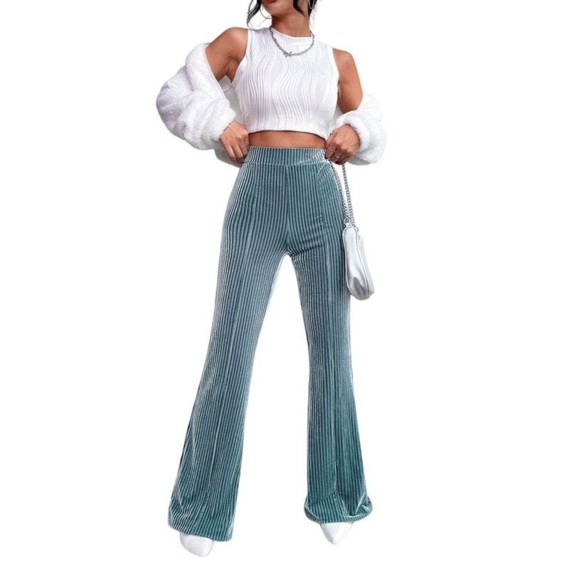 イエスファッション レディース ボトムス カジュアルパンツ ワイドレッグ Yesfashion Womens High Waisted Flarelastic Wide Leg Bell Trouse