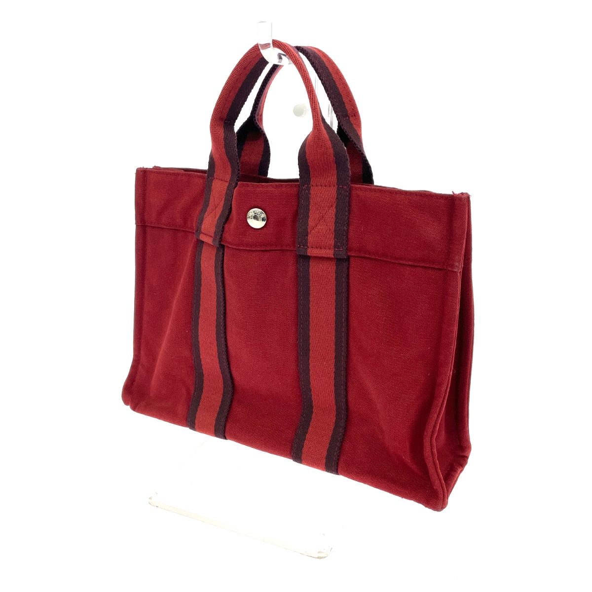 HERMES エルメス トートバッグPM フールトゥ キャンバス ボルドー