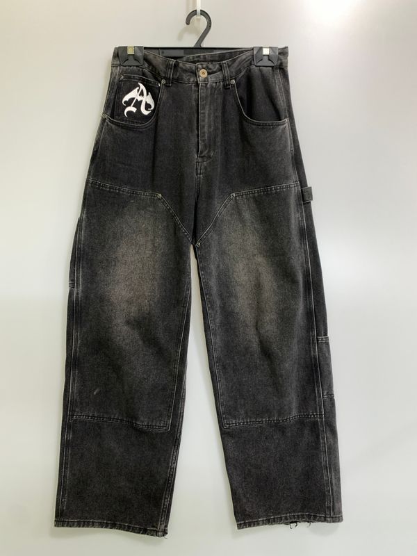 【現状渡し品】 ANITMID アンチミッド ダブルニー ブラックデニム メンズ ボトムス ジーンズ ジーパン 【153-260612-em-52-min】