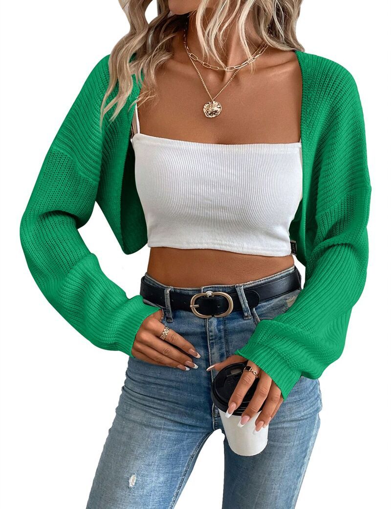 エリートチョイス レディース アウター ニット・セーター リブニット カーディガン Elitechoice Womens Open Front Crop Cardigan Lightweight Ri