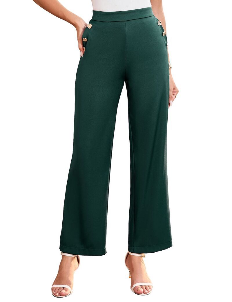 マキシスマーチ レディース ボトムス カジュアルパンツ ワイドレッグ Maxxis Merch Womens High Waisted Wide Leg Button Decorated Casual
