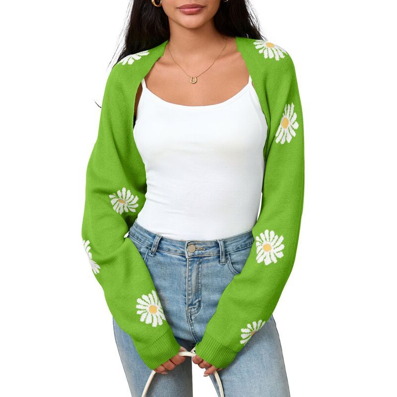コジョイン レディース アウター ニット・セーター フラワー柄 カーディガン フラワー Kojooin Women Knit Floral Cardigan Long Sleeve Sweater S 8,506円