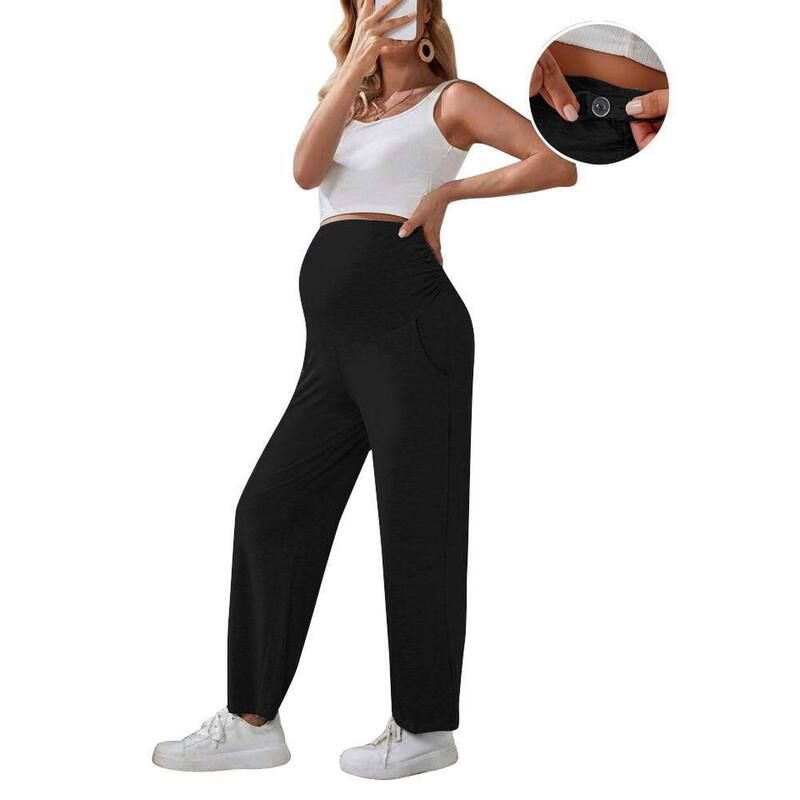 クリアフラワー レディース ボトムス カジュアルパンツ ストレート ハイウエスト マタニティ ClearFlower Women Maternity Straight Leg Long Pantsum