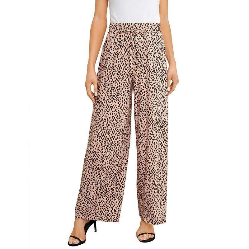 セオリア レディース ボトムス カジュアルパンツ ワイドレッグ ドローコードウエスト Seoria Womens Wide Leg Palazzo Pants High Waisted Flowy L