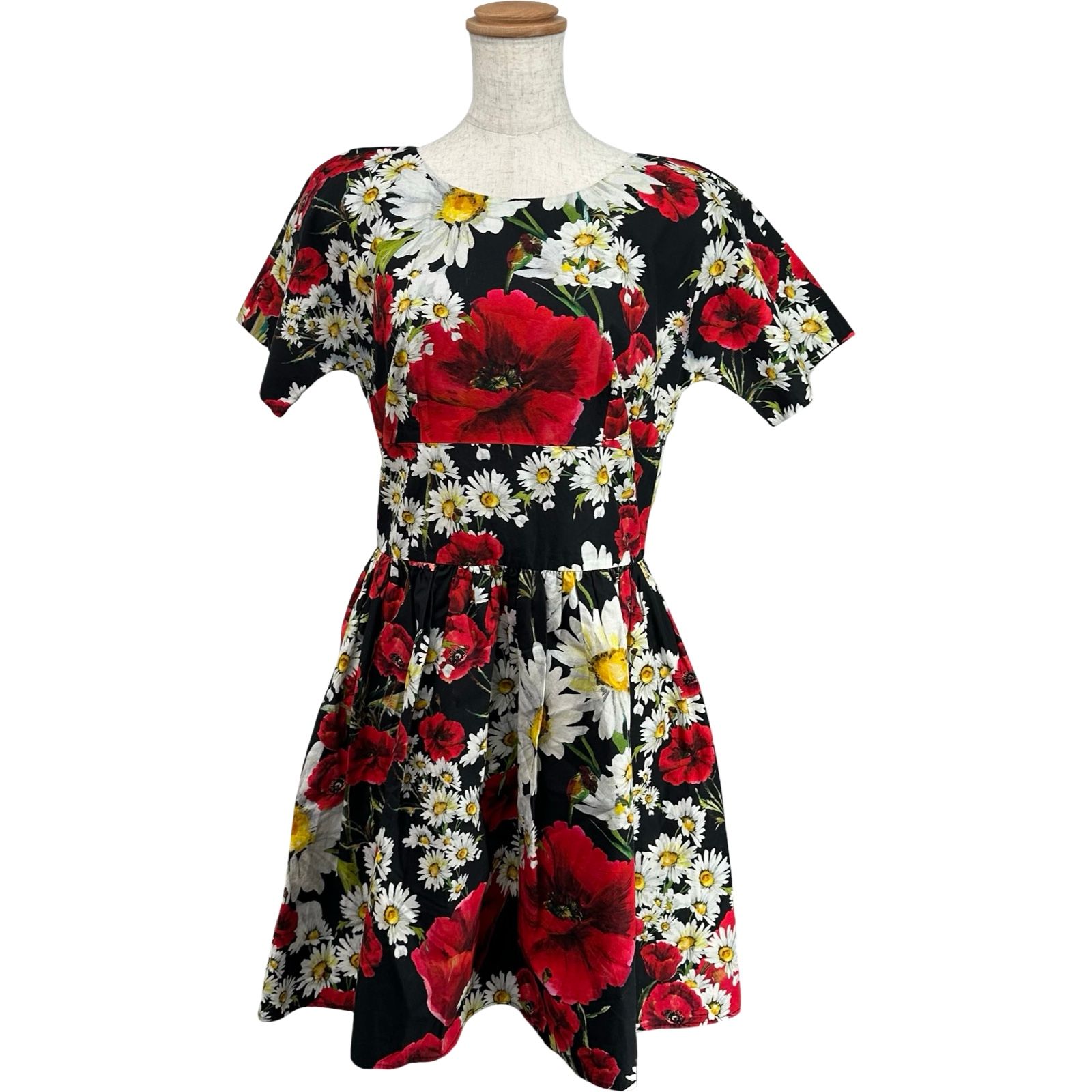 ドルチェ＆ガッバーナ Dolce & Gabbana フローラル総柄ワンピース F6VA4T ブラック コットン レディース ワンピース
