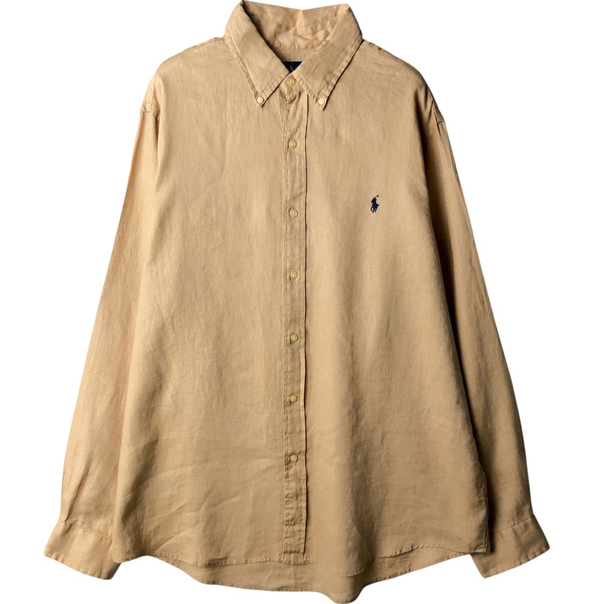 古着 ラルフローレン Ralph Lauren CLASSIC FIT 長袖 リネン ボタンダウンシャツ メンズXL相当/eaa643368