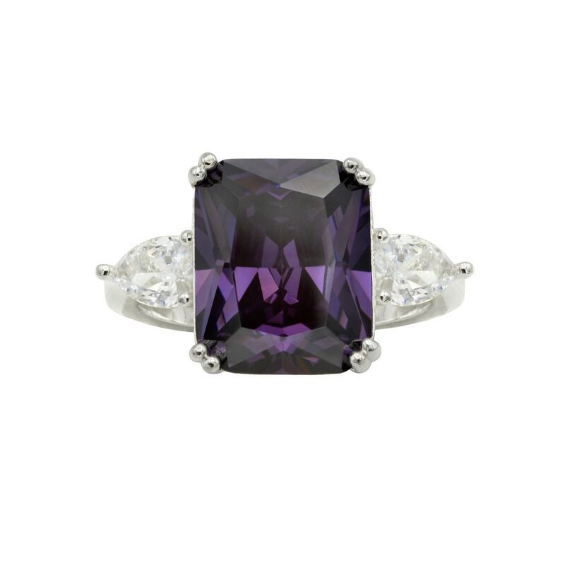 シティリュクス レディース アクセサリー リング City Luxe Silver Tonemerald Cut Cubic Zirconia Ring Silver Tone シルバー