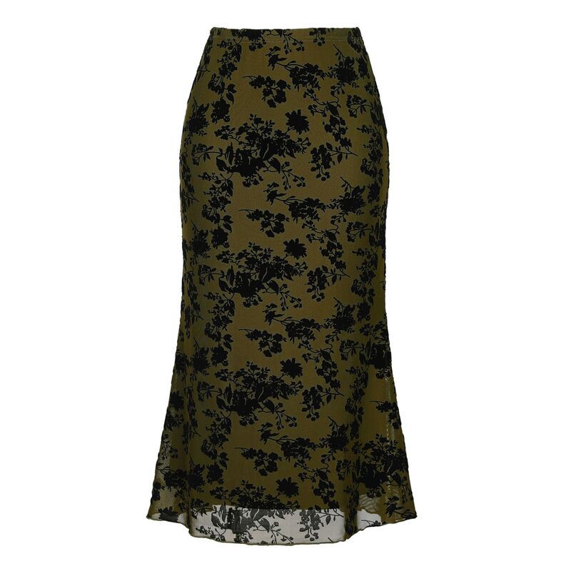 インスパイア シック レディース ボトムスカート ハイウエスト フラワー柄 メッシュ ミディ フラワー INSPIRE CHIC Floral Skirt for Womens Elastic Hig