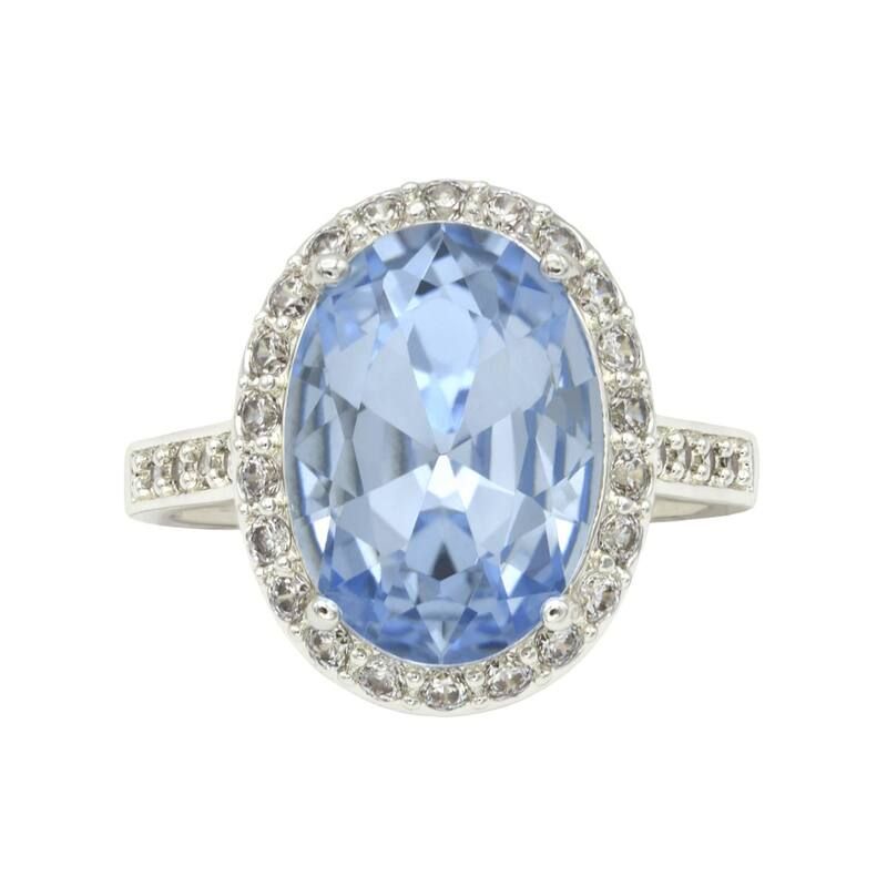 シティリュクス レディース アクセサリー リング City Luxe SilverTone Cubic Zirconia Blue Crystal Ring Silver Tone シルバー