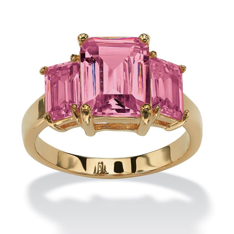 パームビーチジュエリー レディース アクセサリー リング PalmBeach Jewelry EmeraldCut Birthstone RingoldPlated October Tourmalin