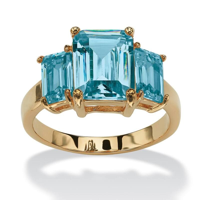 パームビーチジュエリー レディース アクセサリー リング PalmBeach Jewelry EmeraldCut Birthstone RingoldPlatedecember Blue Topaz